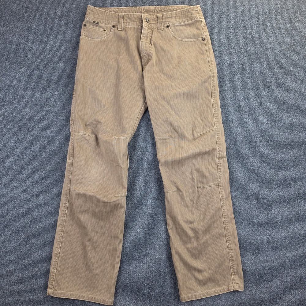 KUHL Pants Men's 34x32 Striped Tan Brown Outdoor Hiking Utility Articulated Knee